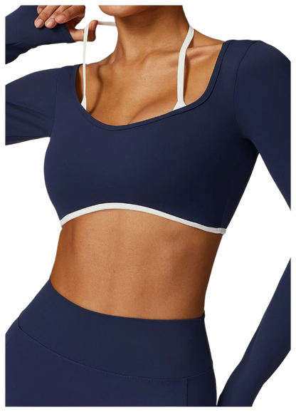 Shoulder Strap Long Sleeve Sports Bra