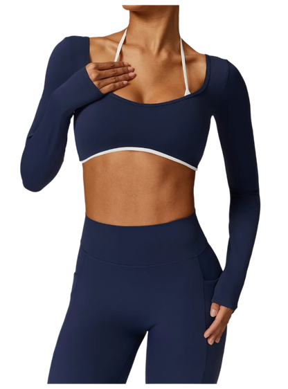 Shoulder Strap Long Sleeve Sports Bra