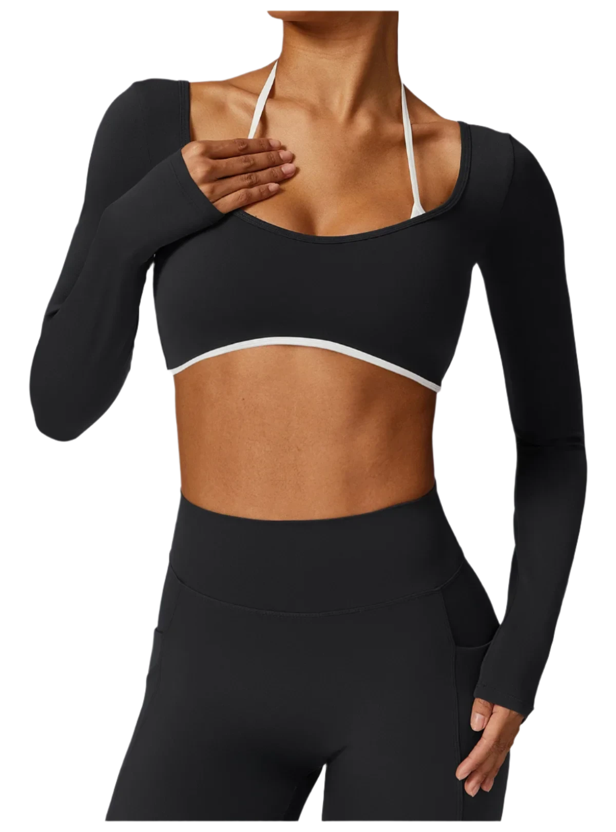 Shoulder Strap Long Sleeve Sports Bra