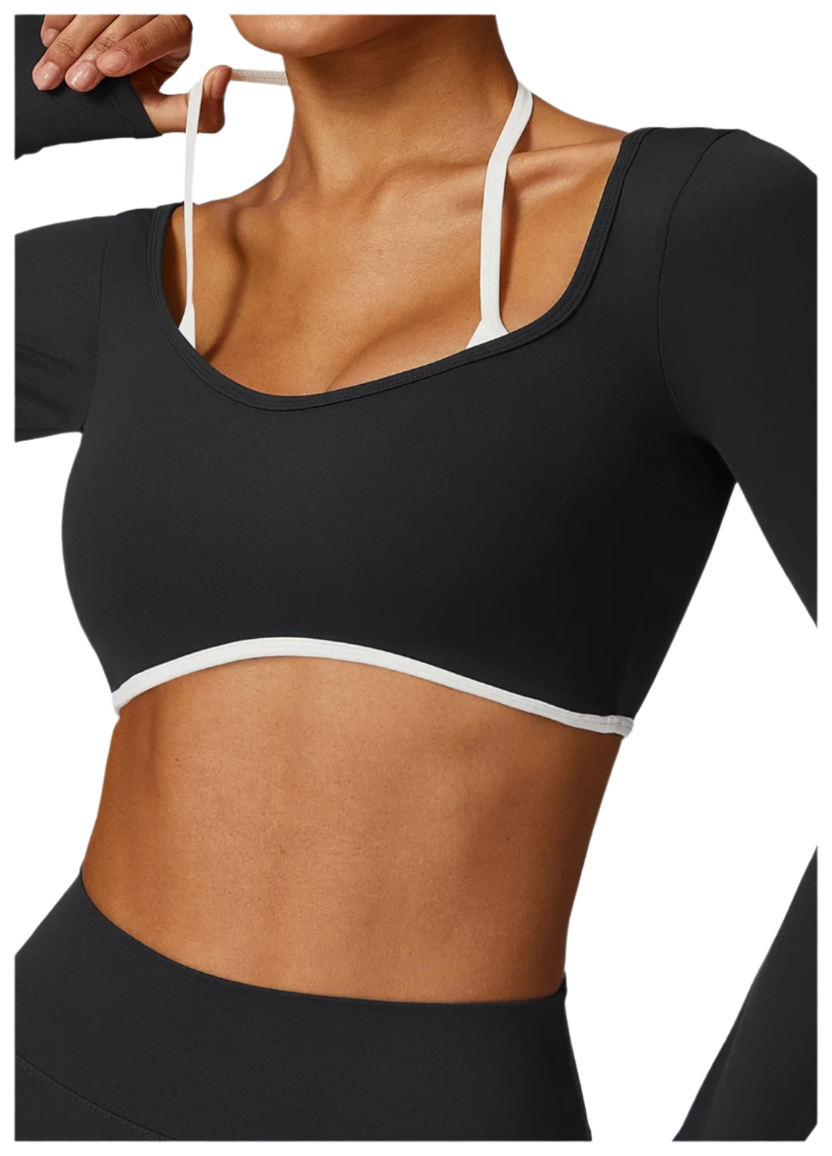 Shoulder Strap Long Sleeve Sports Bra