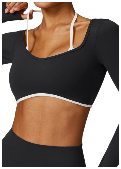 Shoulder Strap Long Sleeve Sports Bra