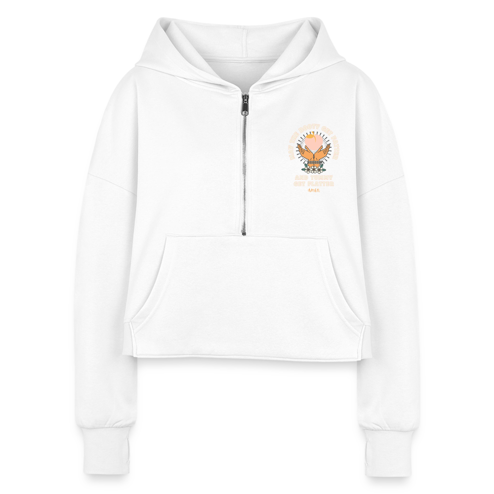 CATletix™ May The Booty Half Zip Cropped Hoodie - white