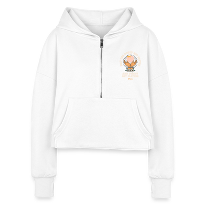 CATletix™ May The Booty Half Zip Cropped Hoodie - white