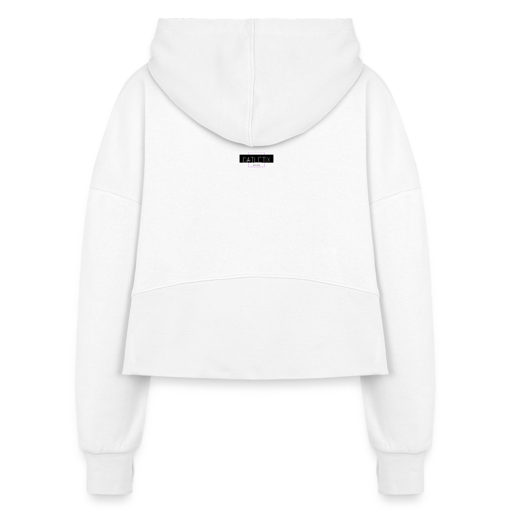 CATletix™ May The Booty Half Zip Cropped Hoodie - white