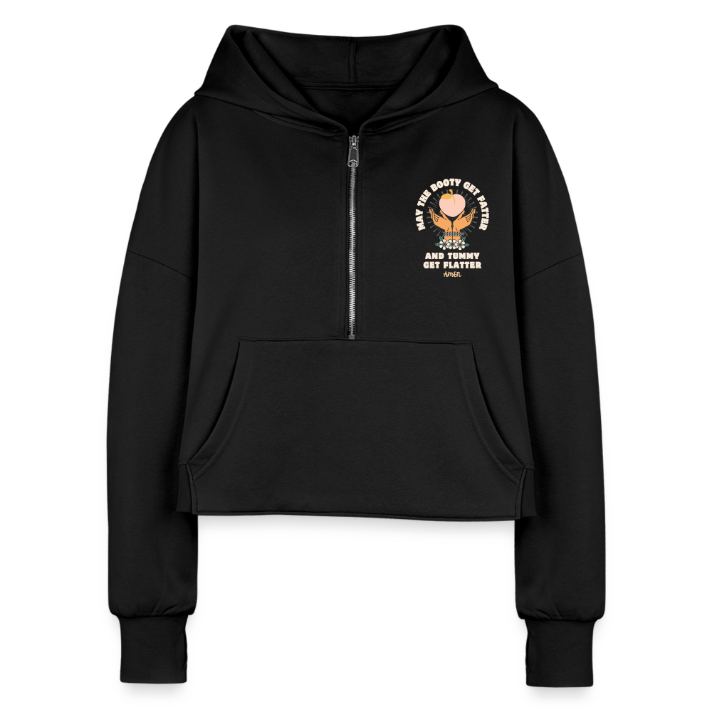 CATletix™ May The Booty Half Zip Cropped Hoodie - black