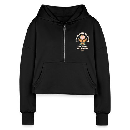 CATletix™ May The Booty Half Zip Cropped Hoodie - black