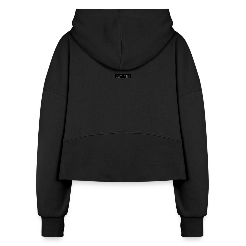 CATletix™ May The Booty Half Zip Cropped Hoodie - black