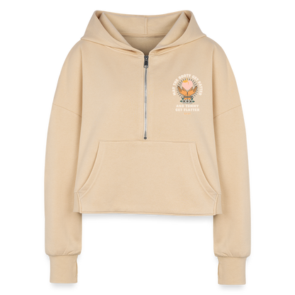 CATletix™ May The Booty Half Zip Cropped Hoodie - nude