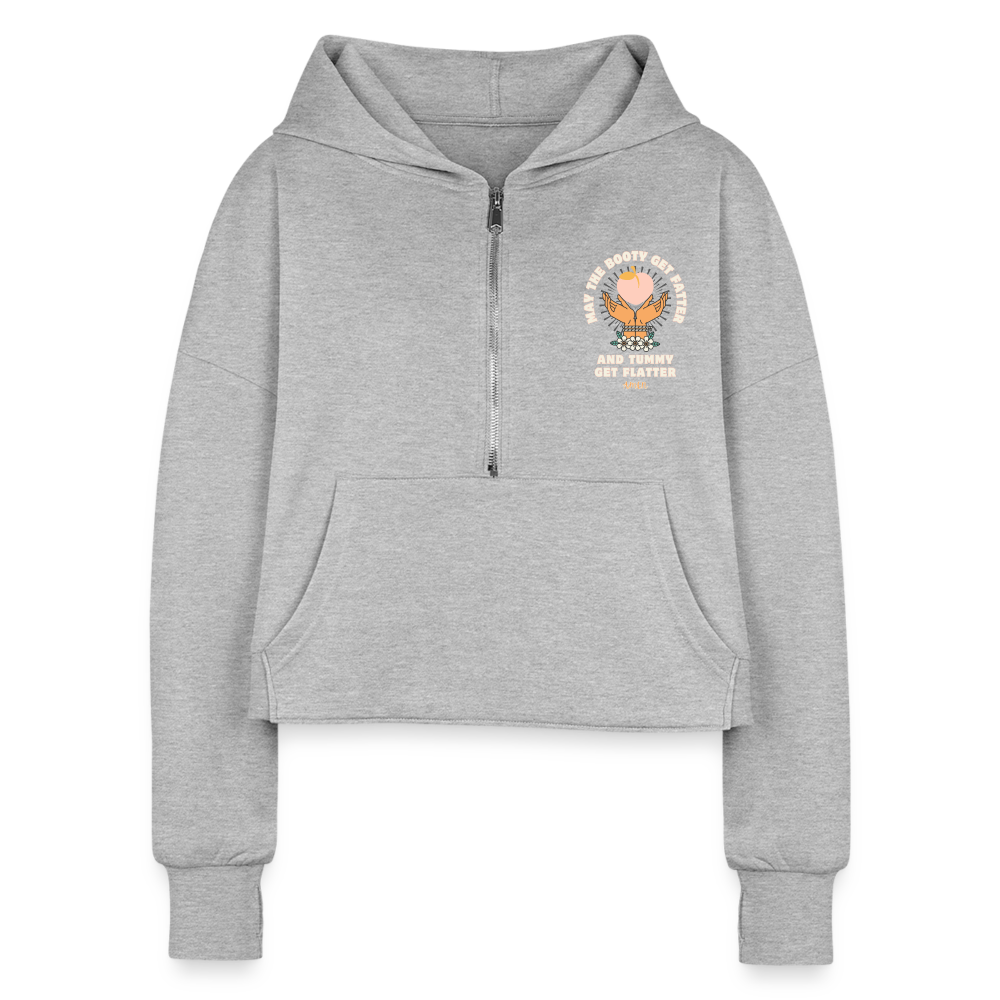 CATletix™ May The Booty Half Zip Cropped Hoodie - heather gray