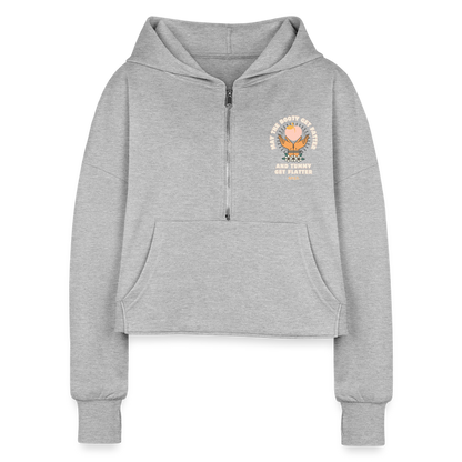 CATletix™ May The Booty Half Zip Cropped Hoodie - heather gray