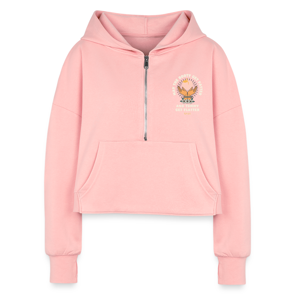 CATletix™ May The Booty Half Zip Cropped Hoodie - light pink