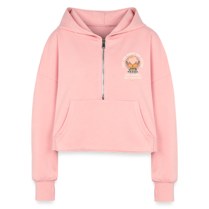 CATletix™ May The Booty Half Zip Cropped Hoodie - light pink